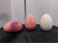 3 large porcelain Easter eggs