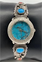 Lucoral Watch w/ Sterling Turquoise Coral Band