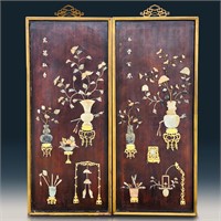 Pair Of 18-19thC Pair Chinese Embellished Panels