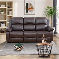 Mlxgoie Manual Leather Recliner Sofas, Brown