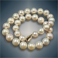 12-14MM South Sea Pearl Necklace W 18K Gold Clasp