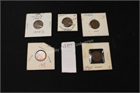 5- asst lincoln wheat pennies (display)