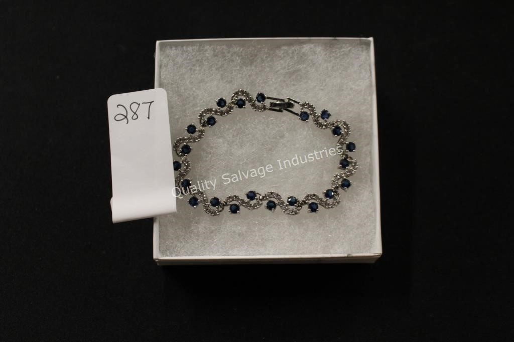 ladies silver with blue stones bracelet (display)