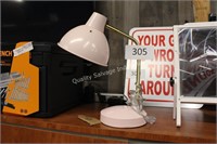 pink desk lamp (lobby)