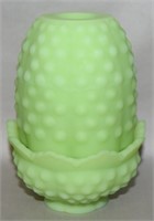 Vtg Fenton Lime Sherbet Custard Glass Fairy Lamp