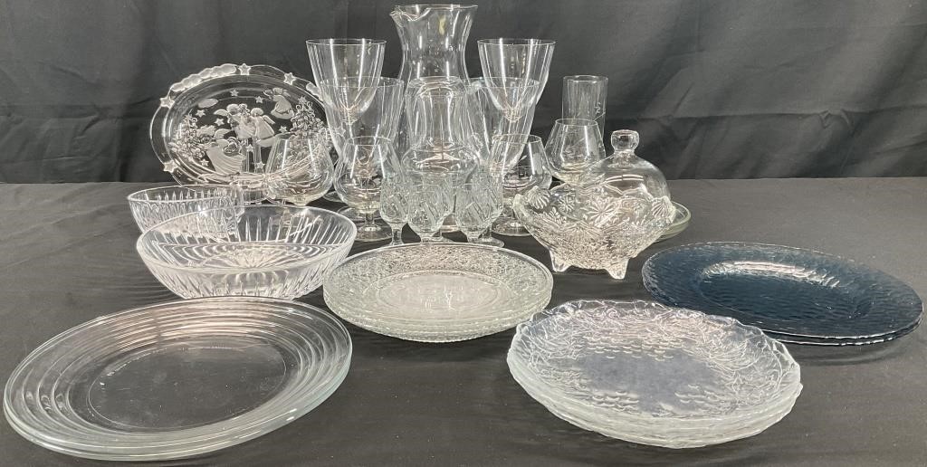 Vintage Glass Pitcher, Plates & More