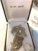 Gold chain, pendants & ring