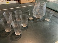 Crystal glass pitcher & glass set