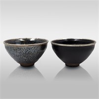 Pair Of Chinese Jian Kiln Glazed Tea Bowls With Me