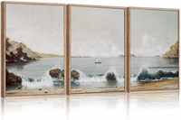 CHDITB Vintage Ocean Framed Canvas Wall Art Set,