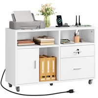 YITAHOME 2 Drawer File Cabinet with Charging Stat