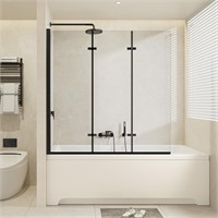 SIEPUNK Glass Shower Door, 51.2" W x 54.3" H Fram