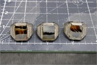 3 Montana Agate Rings, Electroplated