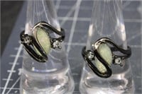2 Base Metal Lab Created Opal Rings, Sizes:6.5&9.5