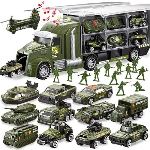 JOYIN 25 in 1 Green Military Big Truck Toys, Army