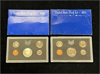 1970 & 1971 US Proof Sets in Boxes