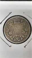 1864 New Brunswick 20 Cent Coin