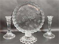 Boopie Candlestick Holder, Scalloped Glass Tray