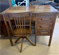 Vintage Wooden Desk and Chair
