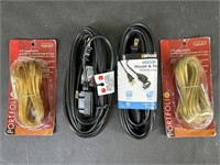 2 15ft Indoor Extension Cord, 2 12ft Lamp Cord