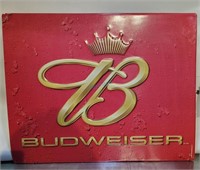 BUDWEISER 'B' TIN SIGN, 29" X 23"