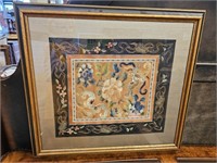 Framed Asian Embroidered Fabric