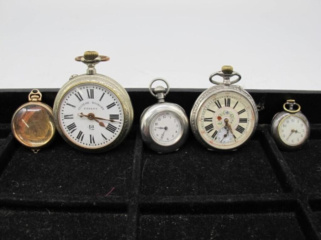 GREAT LOT OF 5 EARLY POCKET WATCHES