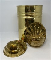 Brass Waste Can and Wall Planters