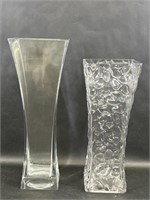 Glass Pebbled Vase & Clear Glass Vase