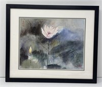 Lotus Watercolor Painting, Signed