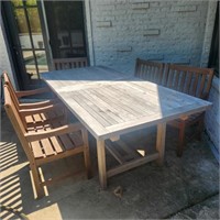 Weathered Outdoor Patio Table & Chairs