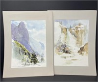 J. Gyer Watercolor Prints, Matted