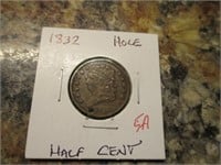 1832 Half Cent, Hole