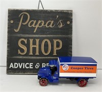 Cooper Tires Die Cast Truck  Papa’s Shop Sign