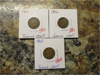 (3) Indian Cents, 1901, 1902, 1903