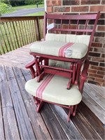 Cushioned, rocking chair and stool