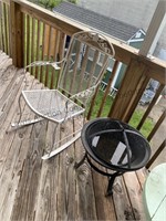 2 items metal rocking chair, small, portable fire