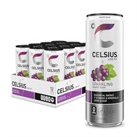 CELSIUS Sparkling Grape Rush, 12 Fl Oz, 12pk