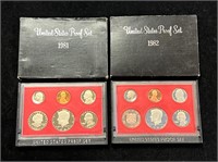 1981 & 1982 US Proof Sets in Boxes