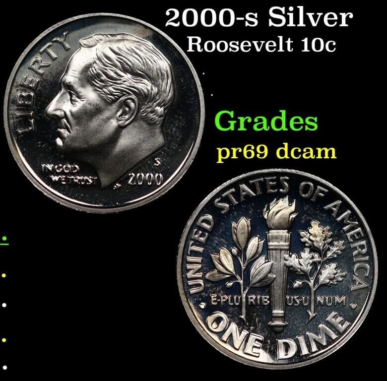 Proof 2000-s Silver Roosevelt Dime 10c Grades GEM+