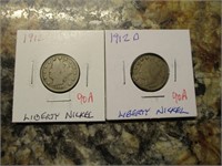 (2) Liberty Nickels, 1912, 1912 D