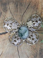 MOSS AGATE BUTTERFLY PENDANT ROCK STONE LAPIDARY S