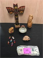 Mixed Lot of Native Indian Pottery & Wood Art