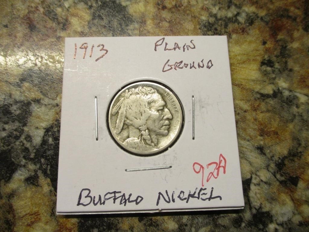 1913 Buffalo Nickel, Plain Ground