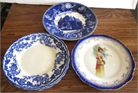 (5) Antique Blue & White China Plates
