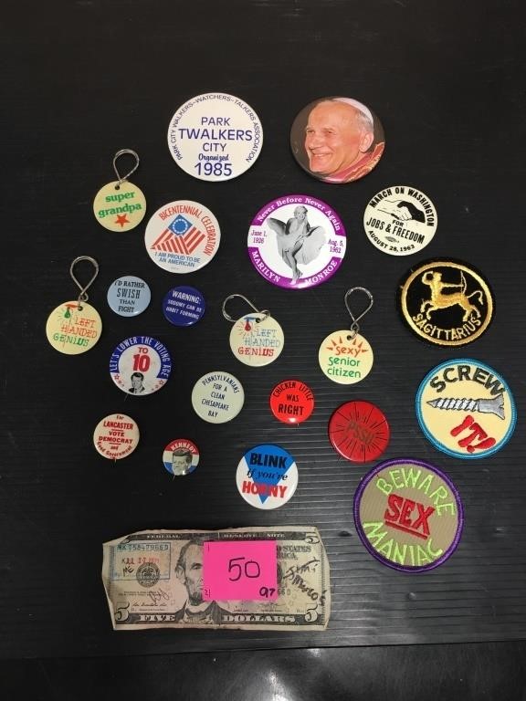Mixed Lot of 21 Political Pins & Patches