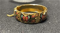 Vintage Gold Tone Hinged Butterfly Cloisonne Style