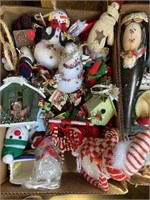2 boxes and a tote of Christmas decorations