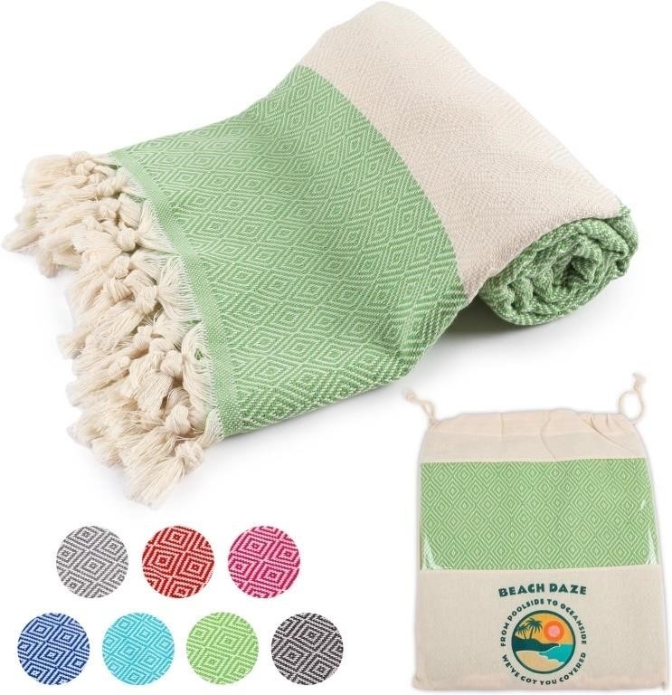 Turkish Beach Towel - 39" x 72" - Green (2 pack)