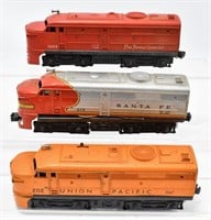 Lionel UP #202, SF #218, and Texas Special #1055